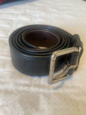 Authentic Louis Vuitton Men's Black Leather Belt with Silver Buckle